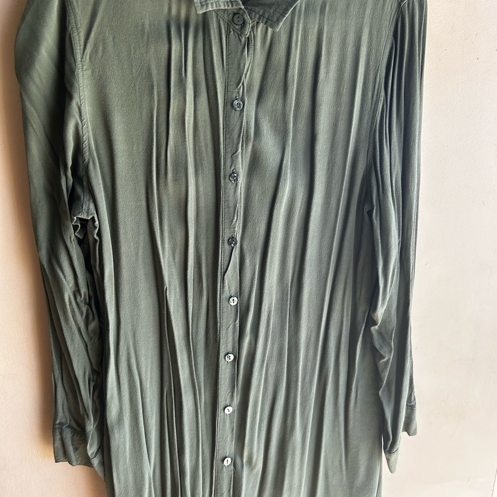 Time and Tru Green Button-Up Dress